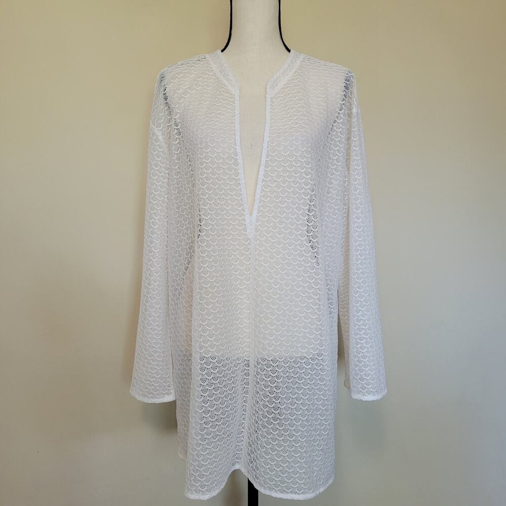 NWT H&M M Pullover Eco Friendly White Lace Cover Up Tunic Beach Swimwear